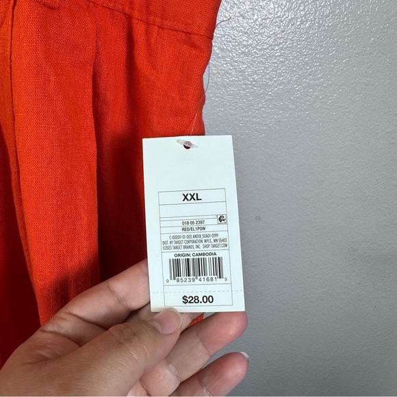 A New Day Red Pencil Linen Midi Skirt Casual - Picture 5 of 6